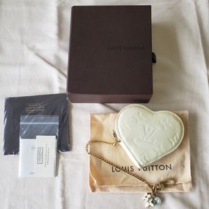 Louis Vuitton Porte Monnaie Coeur Heart Vernis Leather Coin Case Bag Cha…